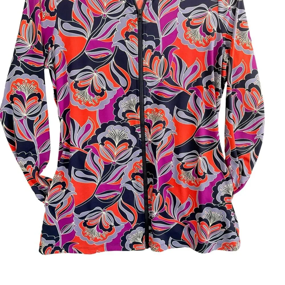 Lands End Women Hoodie Jacket Colorful Abstract Full Zip sz/ S - Picture 4 of 14